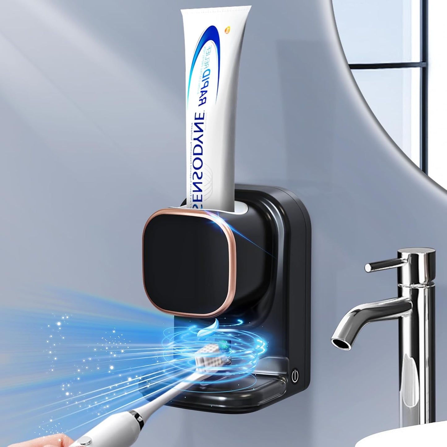 Automatic Toothpaste Dispenser – Wall-Mounted with Toothbrush Holder